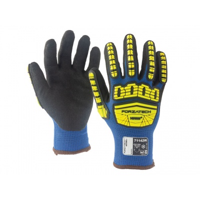 Veratti® Forzatech™ A4 Cut Resistant, Level 2 Impact Resistance, 13 Gauge seamless knit with double liner and sandy nitrile coated palm, fingers and knuckles